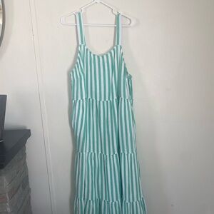 Sonoma Green and White Striped Dress